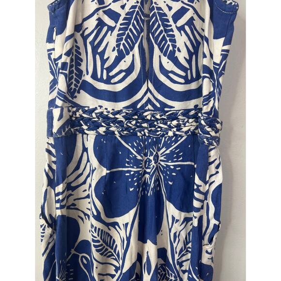 NWT Carolina K Floral Belted Straight Leg K Alessia Jumpsuit Blue and White - Picture 9 of 10